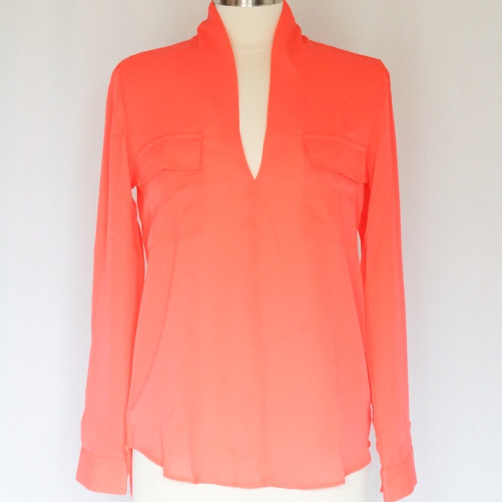 V neck orange blouse